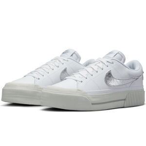 NEW IN BOX Nike Court Legacy Lift Platform White Silver Bone